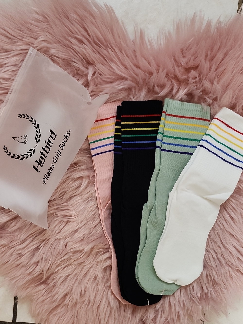 Brand New HOTBIRD NON-SLIP PILATES YOGA GRIP SOCKS-4CT